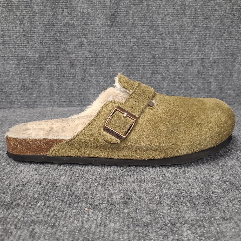 Birkenstock Boston Shearling Clogs EU 41 /Ladies 10 Sage Green Suede Shoes Mules - Picture 12 of 16